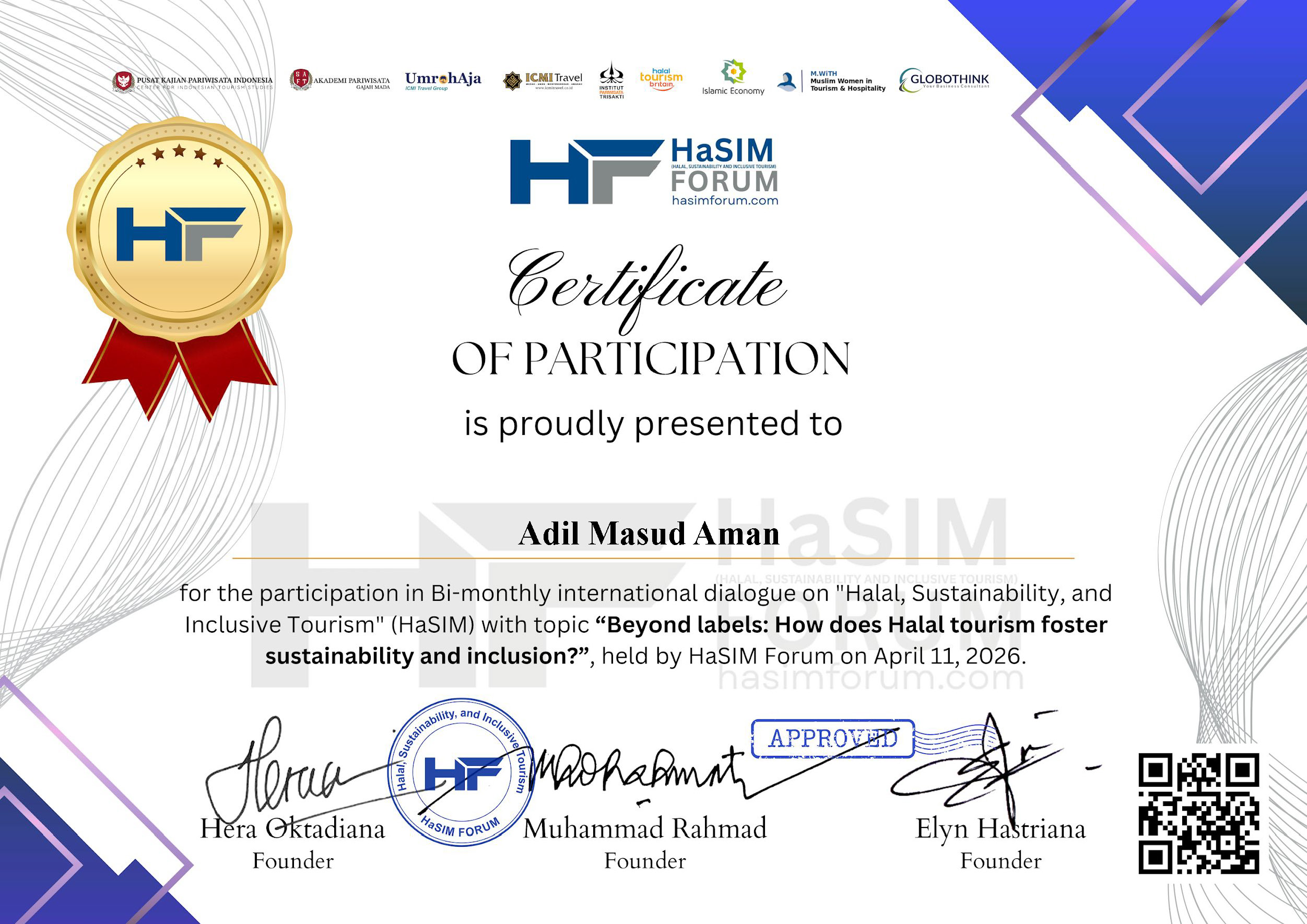 Halal Tourism Webinar Certificate